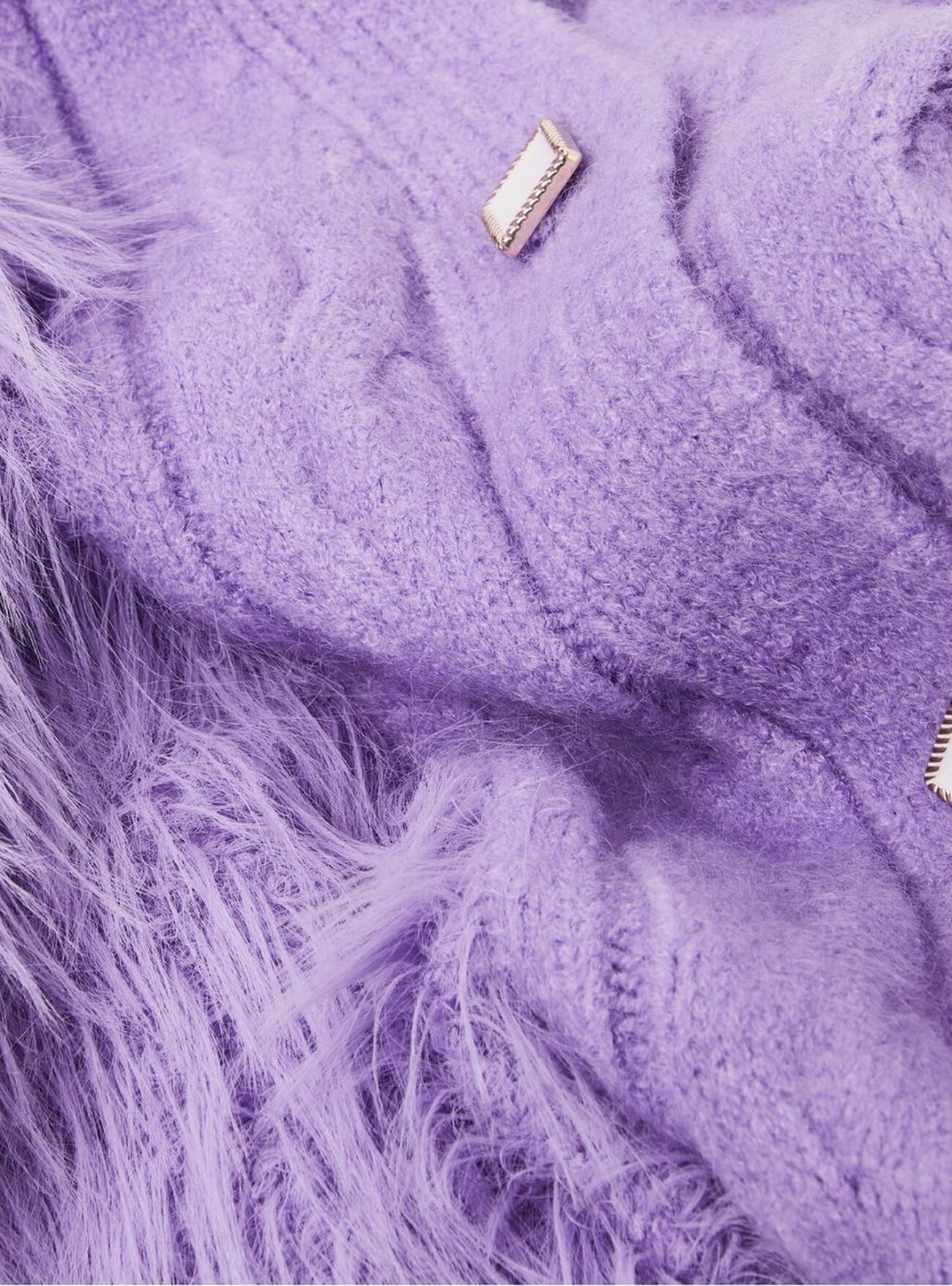 Lavender Fluffy Textured Button-Up Cardigan Sweater SP3