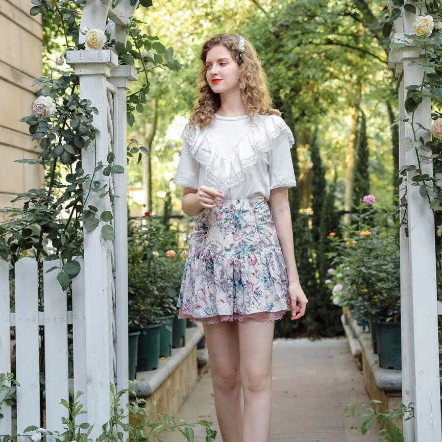 Summer Pastel Floral Pattern Flowing Skirt SP44