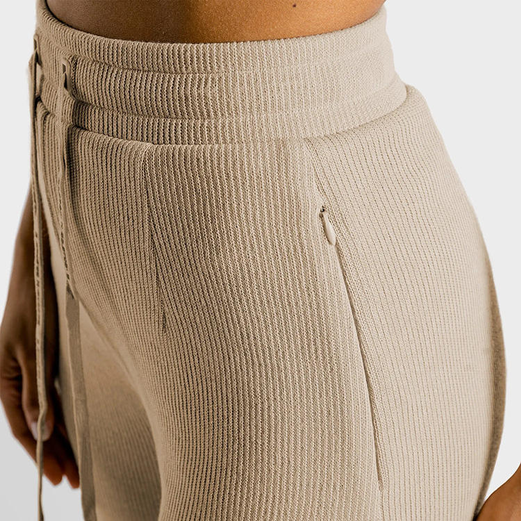 High-Waisted Beige Wide-Leg Drawstring Pants SP38