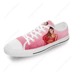 Ariana Grande Pink Sneakers - Custom Pop Music Artist Portrait Shoes, Men’s & Women’s Low Top Canvas Streetwear, Sweetener Fan Gift Merchandise