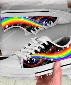 Rainbow Music Note Sneakers - Colorful Sheet Music Canvas Shoes for Musicians
