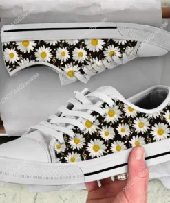 Daisy Flower & Music Note Sneakers - Floral Sheet Music Canvas Shoes