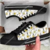 Black Daisy Music Note Sneakers - Floral Sheet Music Canvas Shoes for Women