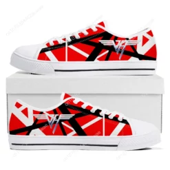 EVH 5150 Striped Canvas Sneakers - Frankenstrat Red Black White Rock Shoes