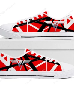 EVH 5150 Striped Canvas Sneakers - Frankenstrat Red Black White Rock Shoes