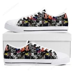 Classic Rock Band Collage Sneakers - Music Legends Print Canvas Shoes
