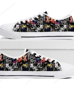 Classic Rock Band Collage Sneakers - Music Legends Print Canvas Shoes