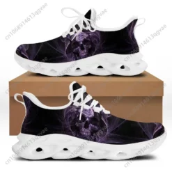 Men's Purple Skull Graphic Sneakers - Lightweight Gothic Athletic Running Shoes