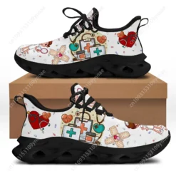 Nurse Medical Theme Cartoon Print Sneakers - Women's Lightweight Athletic Shoes