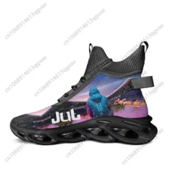 Jul Rapper Inspired Men's High-Top Graphic Sneakers - Blade Sole Running Shoes