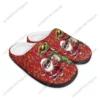 Festive Santa Claus & Dinosaur Print Plush Slippers - Cozy Red Christmas House Shoes