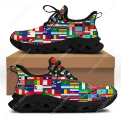Unisex World Flags Pattern Lightweight Running Shoes - International Unity Sneakers