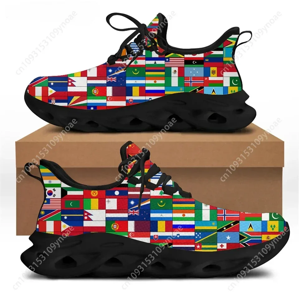 Unisex World Flags Pattern Lightweight Running Shoes - International Unity Sneakers