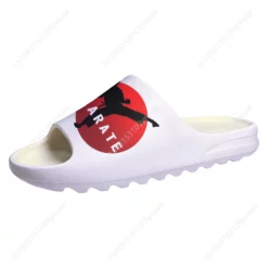 Men's White Karate Martial Arts Graphic Slide Sandals - Lightweight Non-Slip Beach Pool Slides