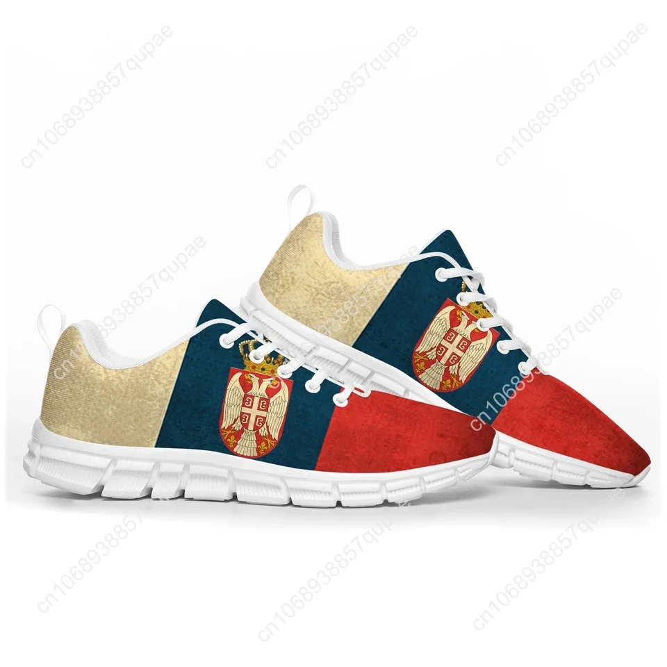 Serbia Flag Pattern Sneakers - Men's and Women's Lightweight Running Shoes