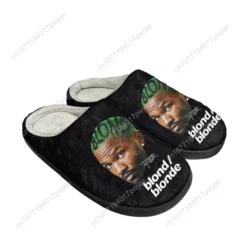 Frank Ocean Blonde Album Cover Slippers - Cozy Black Plush House Shoes for Men & Women