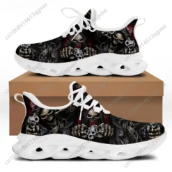 Men's Grim Reaper Skull Graphic Print Running Shoes - Gothic Horror Sneakers