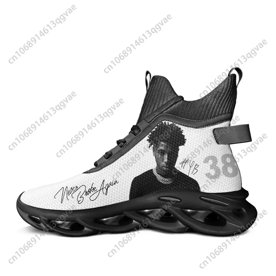 NBA YoungBoy Never Broke Again Men's High Top Athletic Sneakers - Black and White