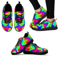 Rainbow Psychedelic Swirl Tie-Dye Sneakers - Vibrant Athletic Shoes