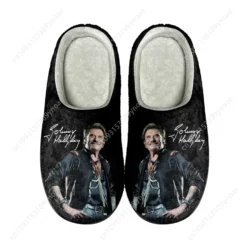Johnny Hallyday Unisex Plush Indoor Slippers - Warm Rock 'n' Roll House Shoes