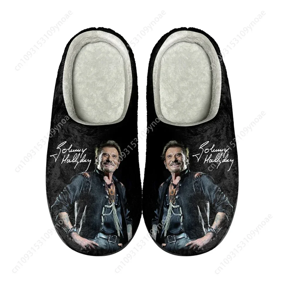 Johnny Hallyday Unisex Plush Indoor Slippers - Warm Rock 'n' Roll House Shoes