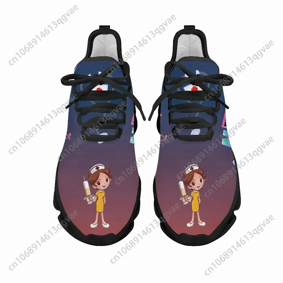 Women's Cartoon Nurse Print Athletic Sneakers - Lightweight Casual Walking Shoes