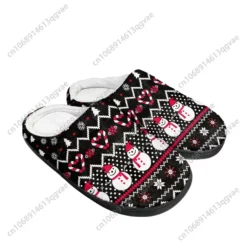 Festive Snowman and Candy Cane Christmas Indoor Slippers - Plush Winter House Shoes