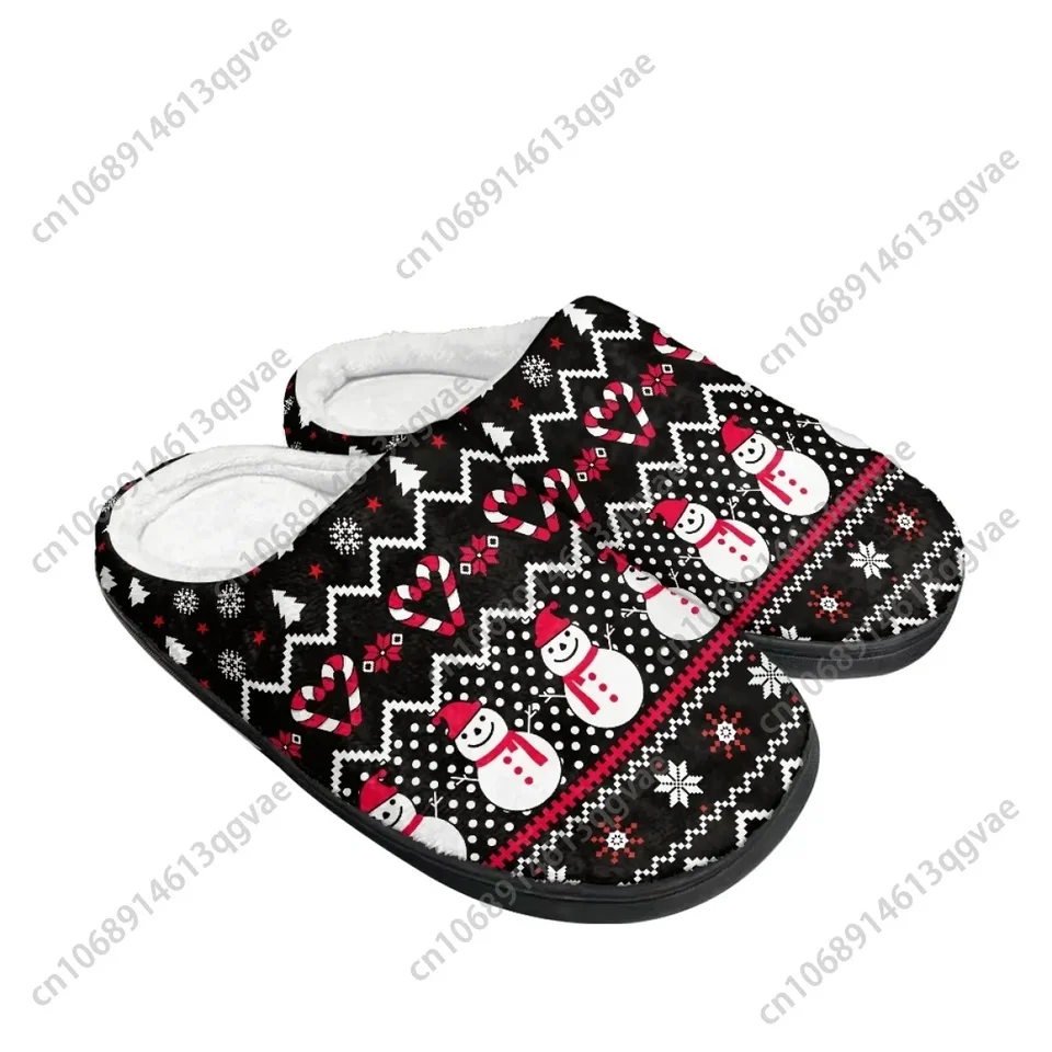 Festive Snowman and Candy Cane Christmas Indoor Slippers - Plush Winter House Shoes