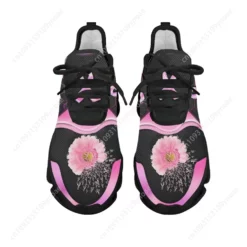 Breast Cancer Awareness Pink Ribbon Flower Sneakers - Women's Lightweight Walking Shoes