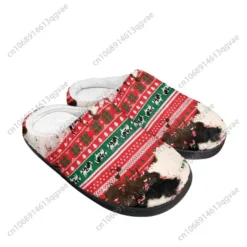 Festive Cow Print Ugly Sweater Christmas Slippers - Plush Lined Holiday House Shoes