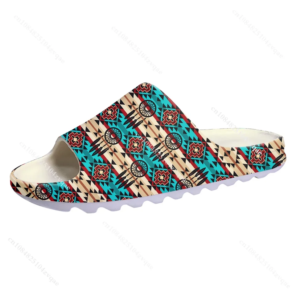 Native American Pattern Dreamcatcher Print Slide Sandals - Southwestern Inspired Comfort Slides