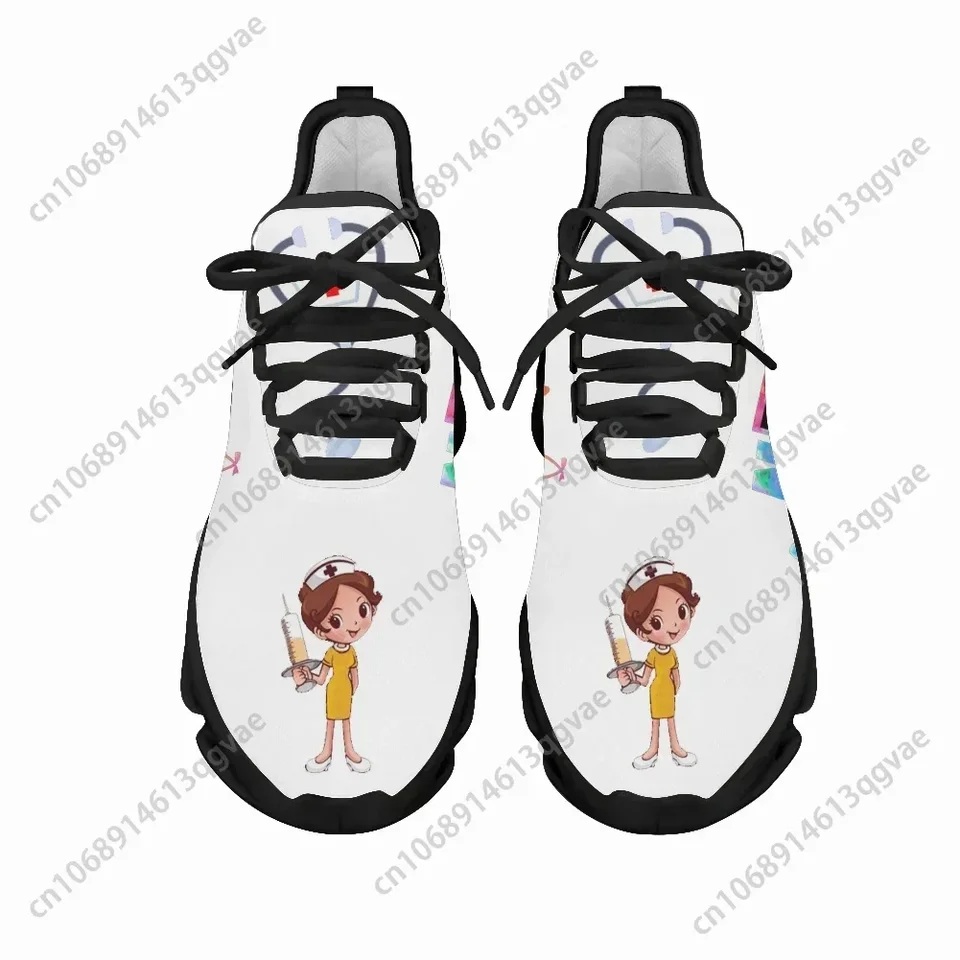 Women's Cute Cartoon Nurse Print Sneakers - Lightweight Breathable Athletic Walking Shoes