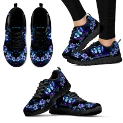 Suicide Awareness Choose Life Butterfly Floral Women's Sneakers - Purple & Blue Galaxy Design