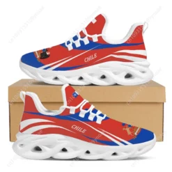 Chile Flag Men's Athletic Sneakers - Patriotic Running Shoes with Coat of Arms