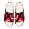 Eddie Van Halen Style Frankenstrat Pattern Slides - Red, White, and Black Striped Sandals