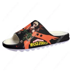 My Hero Academia Katsuki Bakugo Anime Slide Sandals - Black/Orange Comfortable Slip-On Footwear