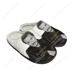 Johnny Hallyday Portrait Fleece Slippers - Cozy Indoor Shoes for Men and Women