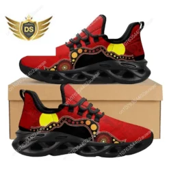 Men's Red Aboriginal Dot Art Print Sneakers - Breathable Lightweight Running Shoes