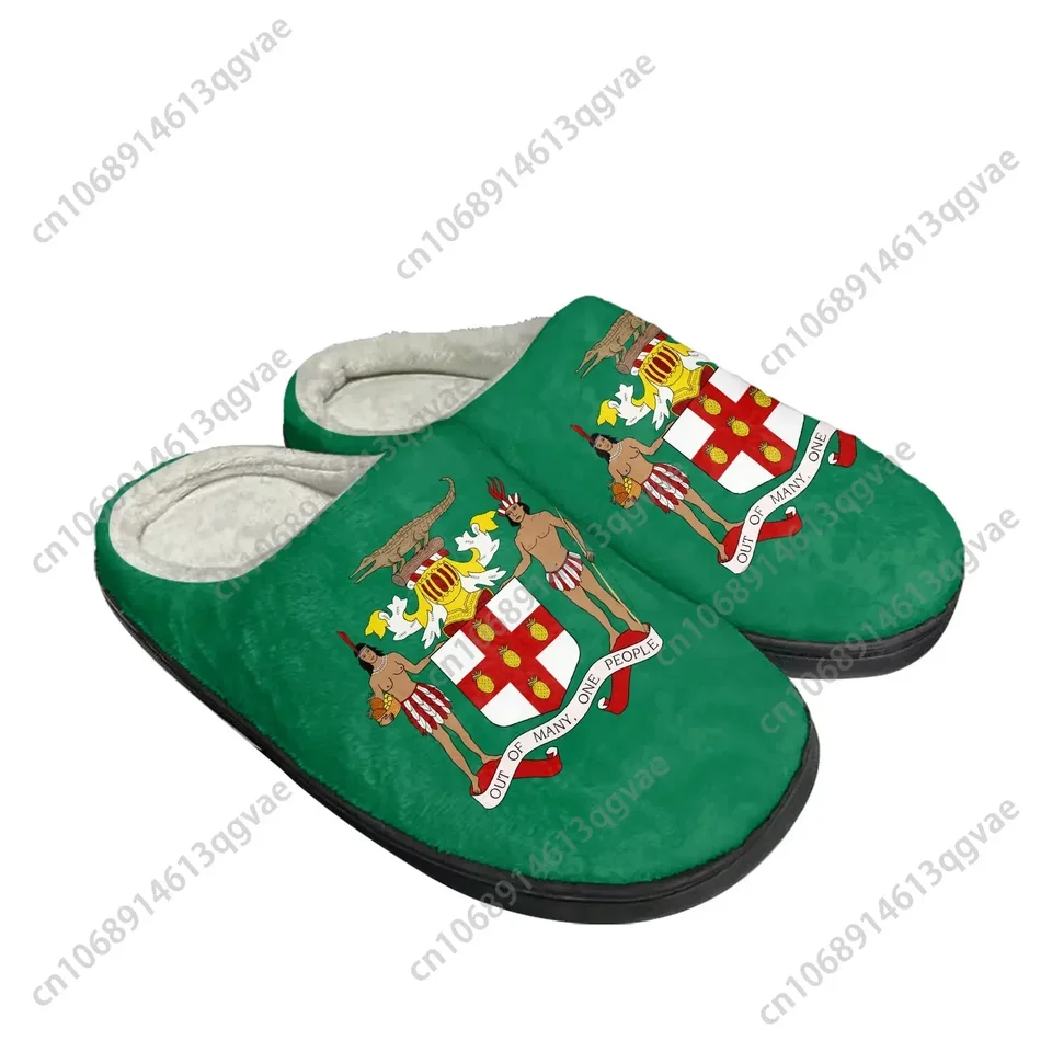 Jamaican Coat of Arms Indoor Plush Slippers - Warm Non-Slip House Shoes for Men & Women