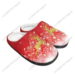 Festive Red Reindeer Christmas Slippers - Plush Warm Indoor House Shoes