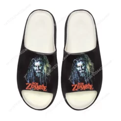 Rob Zombie Graphic Slide Sandals - Black/White Heavy Metal Rock Band Casual Footwear