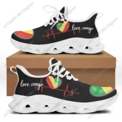 Republic of Congo Flag 'Love Congo' Heartbeat Sneakers - Lightweight Running Shoes for Men and Women