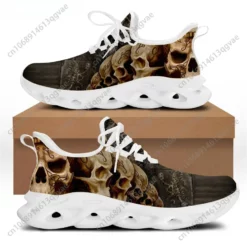 Men's Gothic Skull Print Lightweight Running Shoes - Breathable Walking Sneakers