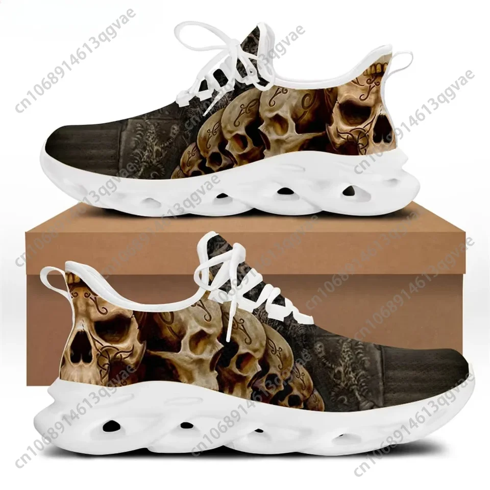 Men's Gothic Skull Print Lightweight Running Shoes - Breathable Walking Sneakers