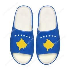 Kosovo Flag Blue Slides Sandals - Lightweight Unisex Summer Footwear