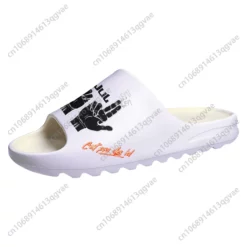 Men's White Jul Graphic Slides - Comfortable Summer Beach Sandals - C'est pas des lol Design