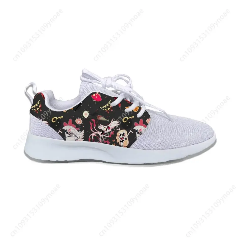 Hazbin Hotel Angel Dust and Charlie Character Print Women's White Mesh Sneakers