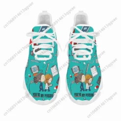 Lightweight Nursing Sneakers - You're My Person Medical Print Walking Shoes for Women - Breathable Athletic Nurse Shoes