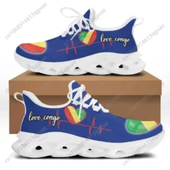 Love Congo Heartbeat Flag Sneakers - Breathable Lightweight Running Shoes for Men and Women