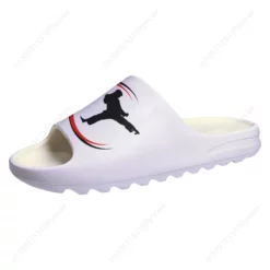 Martial Arts Karate Silhouette White Slide Sandals - Lightweight Comfort Slippers